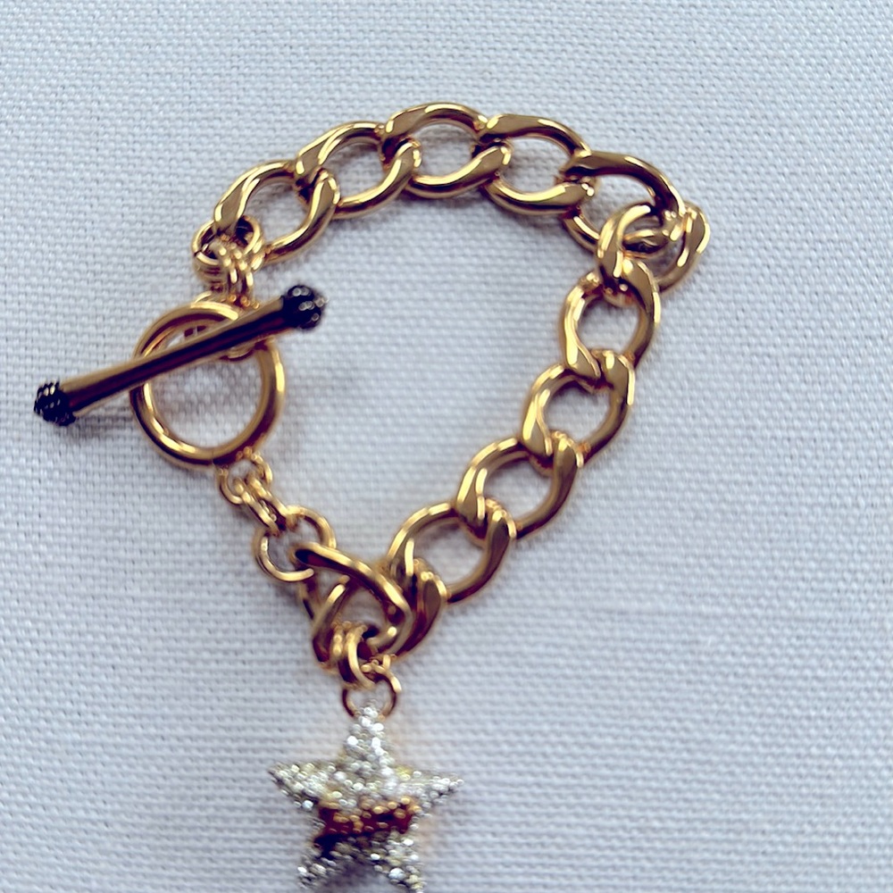 Juicy couture star pendant with rhinestone gold bracelet